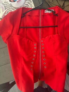 Red Fitted Elita Corset IAMGIA lace up bustier